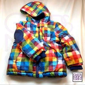 Cat & Jack Rainbow Plaid Winter Coat 4T.